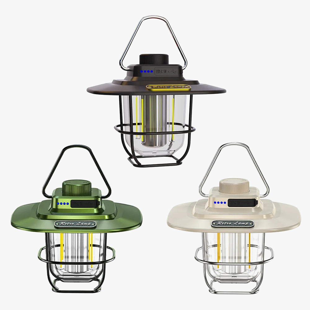 lampe de camping led rétro suspendue étanche avec batterie rechargeable