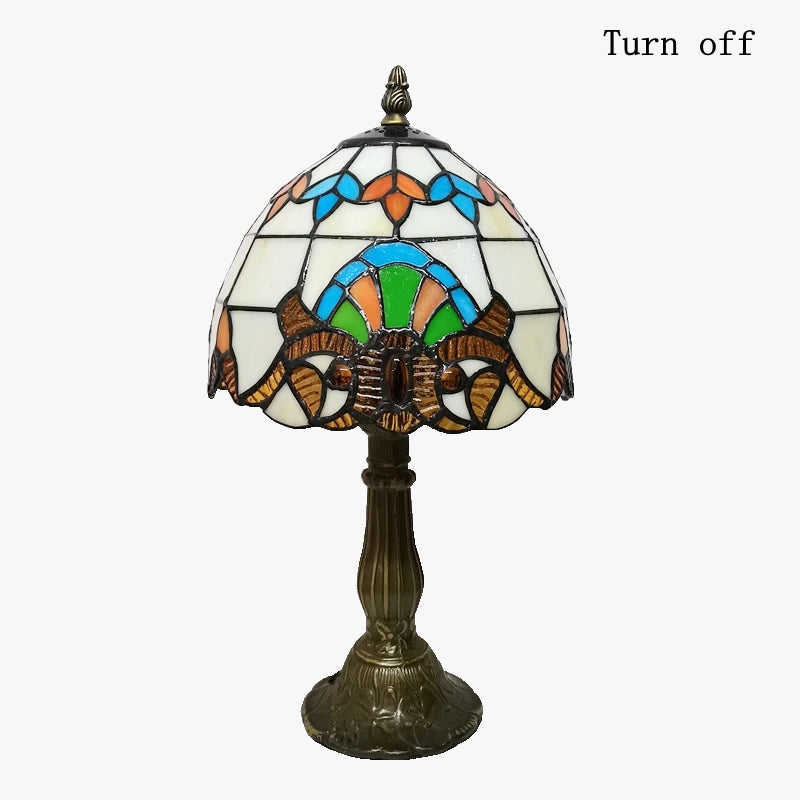 lampe de chevet baroque style tiffany en verre antique métal