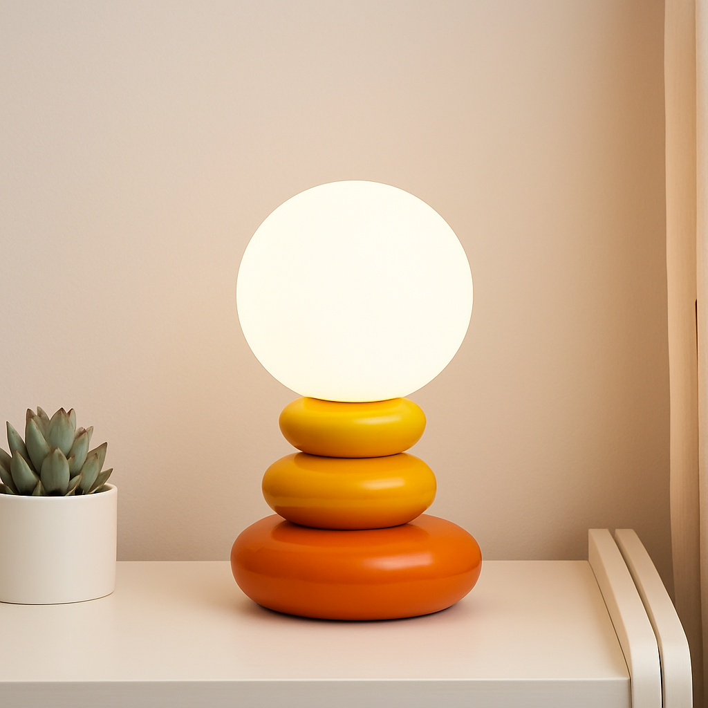 lampe de chevet créative en pierre empilée nordique ambiance lumineuse