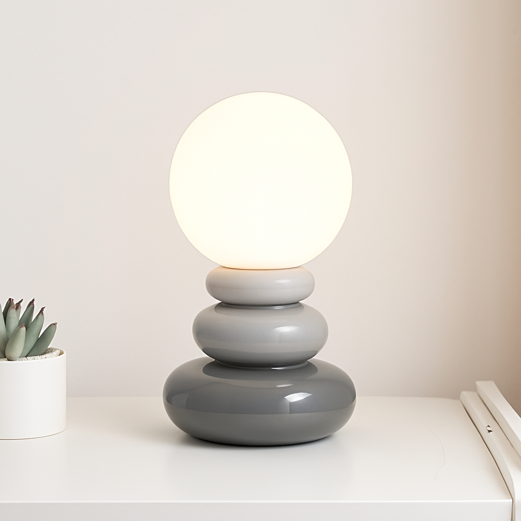 lampe de chevet créative en pierre empilée nordique ambiance lumineuse