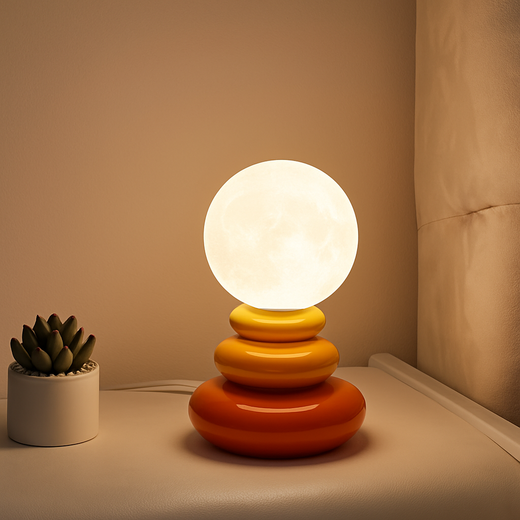 lampe de chevet créative en pierre empilée nordique ambiance lumineuse
