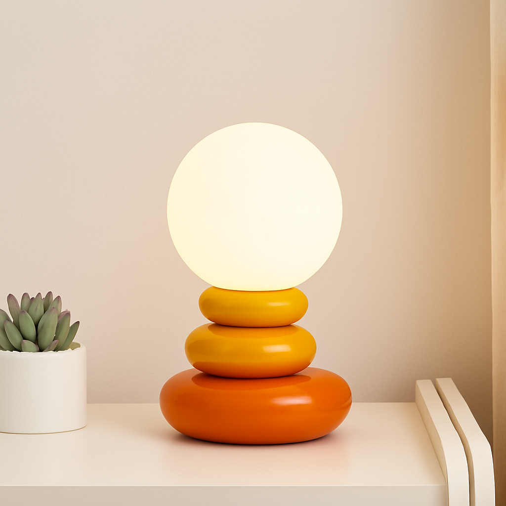 lampe de chevet créative en pierre empilée nordique ambiance lumineuse