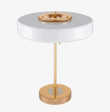 Lampe de chevet doré avec abat-jour en verre blanc Drawing