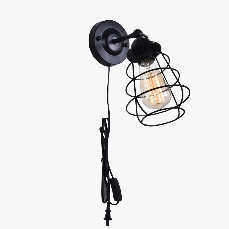 lampe de chevet en fer avec ampoule rétro et interrupteur
