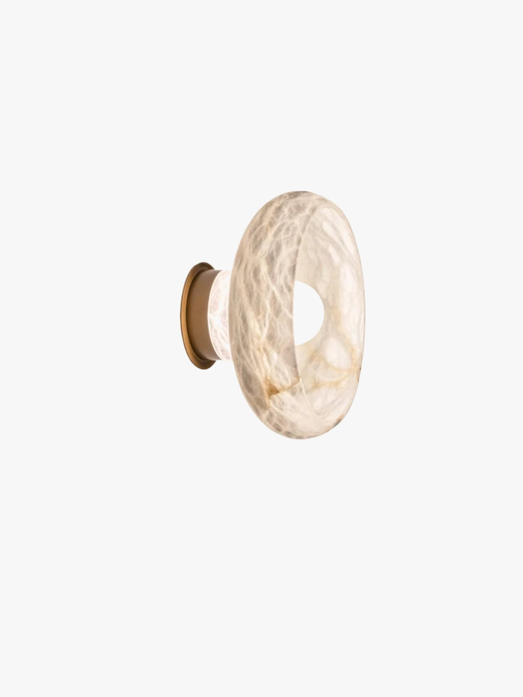 lampe de chevet en laiton et marbre flocon de neige naturel