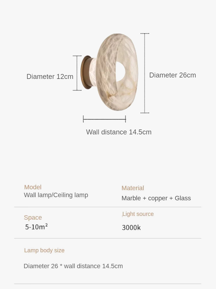 lampe de chevet en laiton et marbre flocon de neige naturel