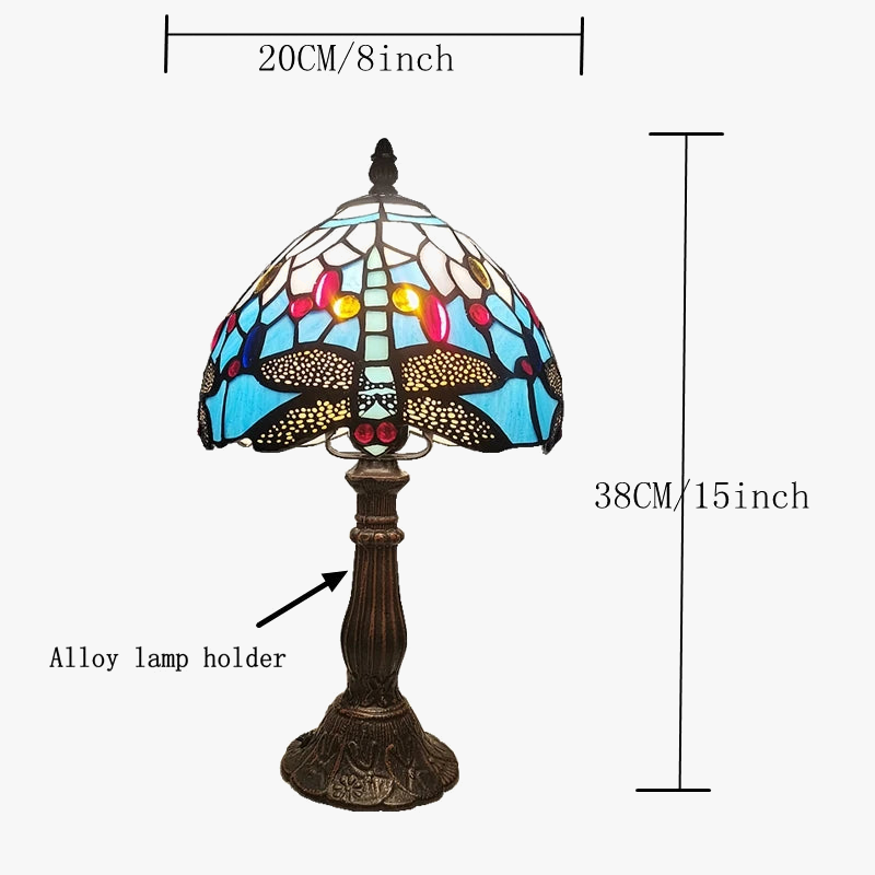 lampe de chevet libellule en alliage émaillé antique décoration méditerranéenne
