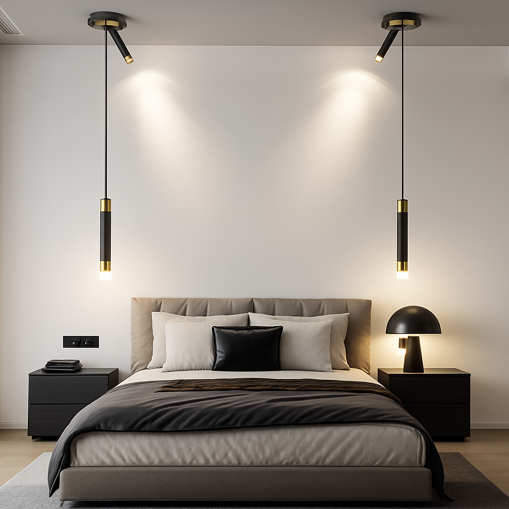 lampe de chevet moderne avec projecteur rotatif led suspension