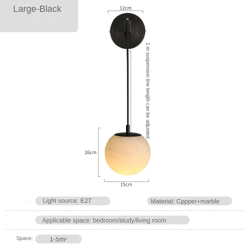 lampe de chevet moderne en cuivre et marbre naturel