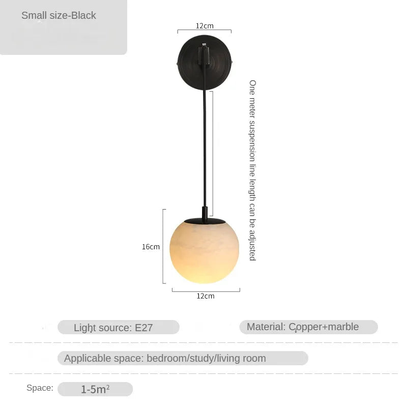 lampe de chevet moderne en cuivre et marbre naturel