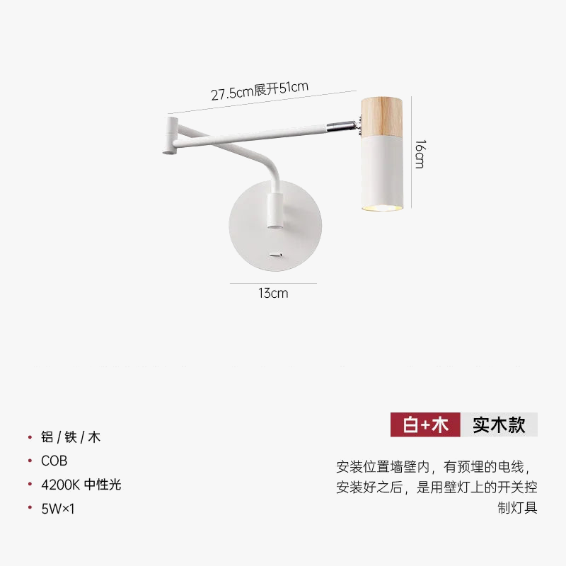 lampe de chevet moderne télescopique design créatif minimaliste