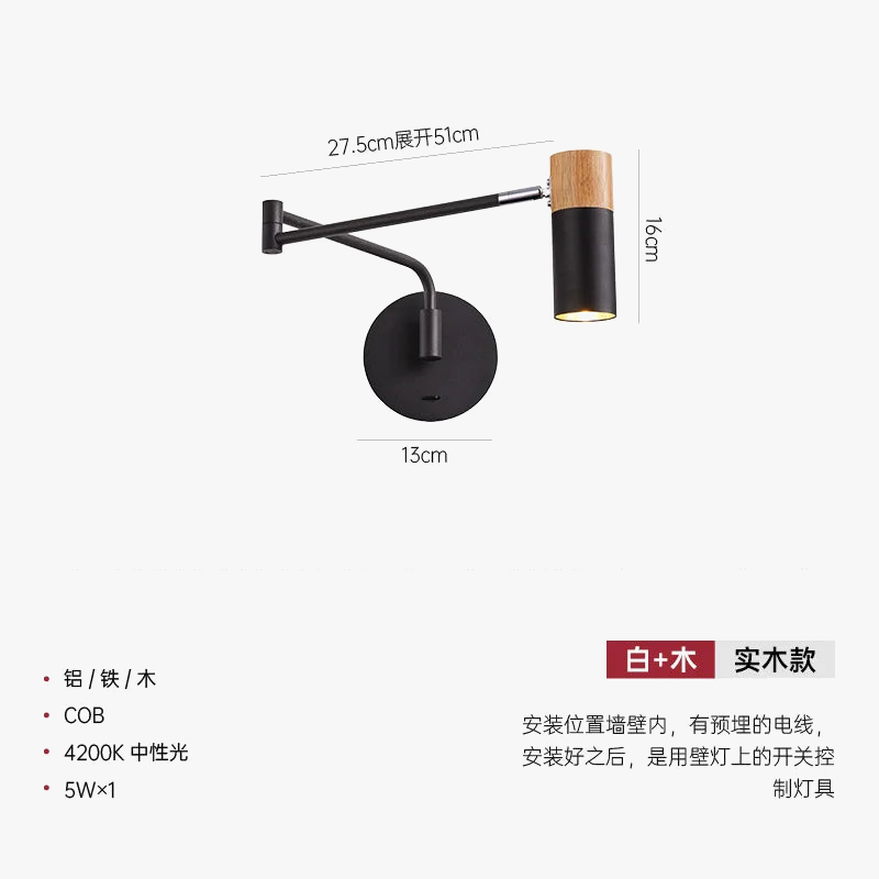 lampe de chevet moderne télescopique design créatif minimaliste