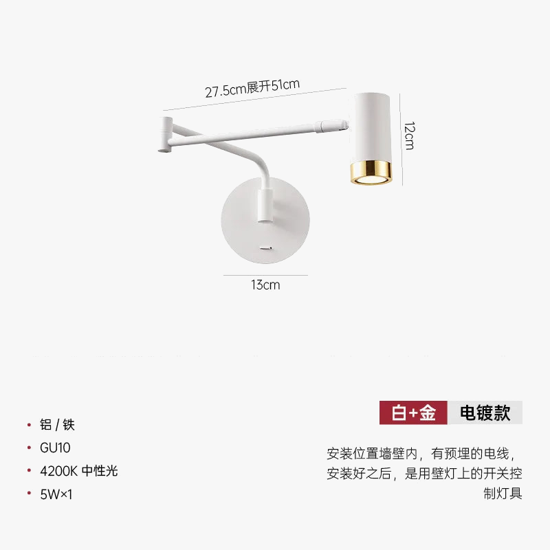 lampe de chevet moderne télescopique design créatif minimaliste