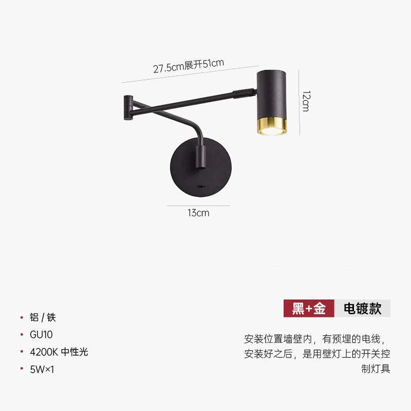 lampe de chevet moderne télescopique design créatif minimaliste