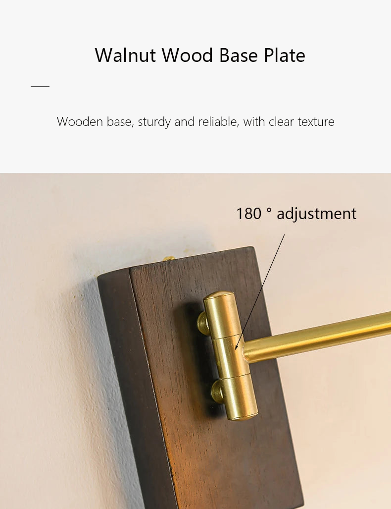 lampe de chevet murale en bois nordique avec abat jour céramique adjustable