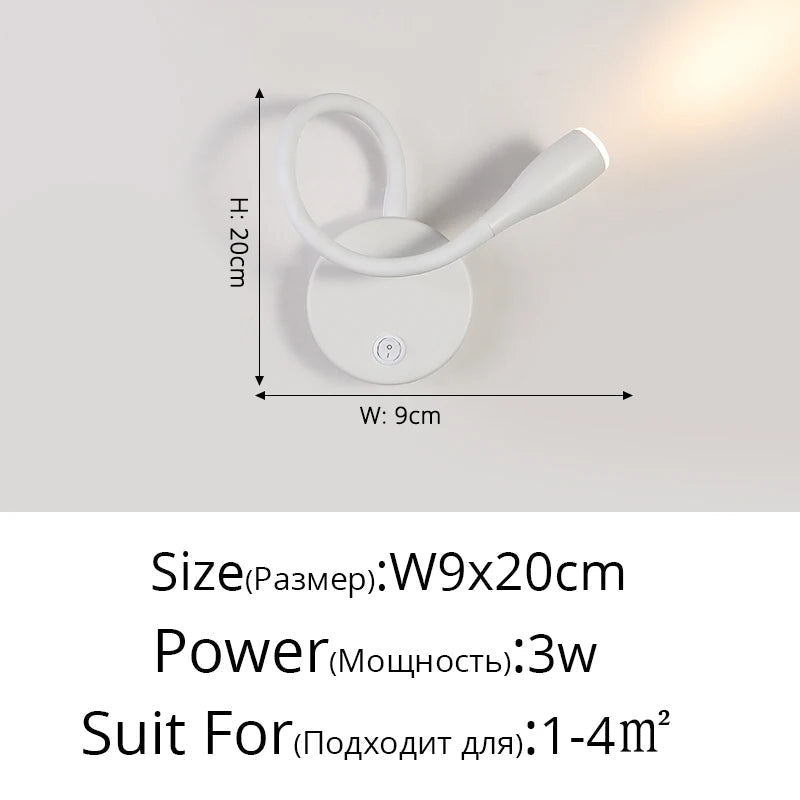 lampe de chevet murale led moderne nordique avec port usb et interrupteur