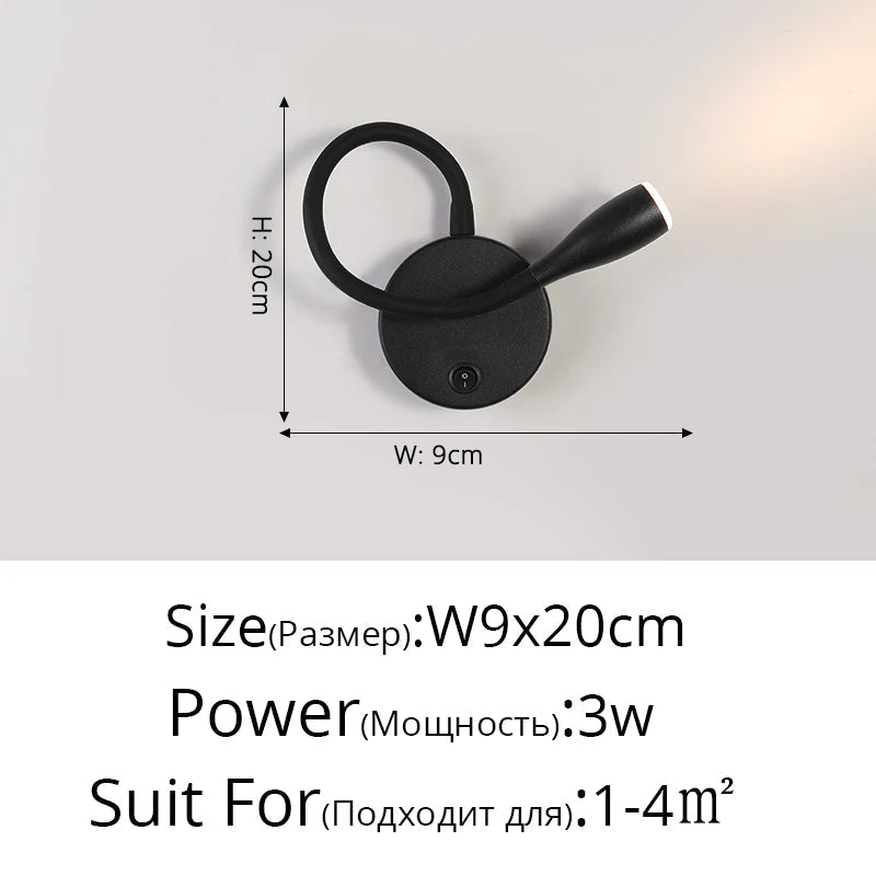 lampe de chevet murale led moderne nordique avec port usb et interrupteur