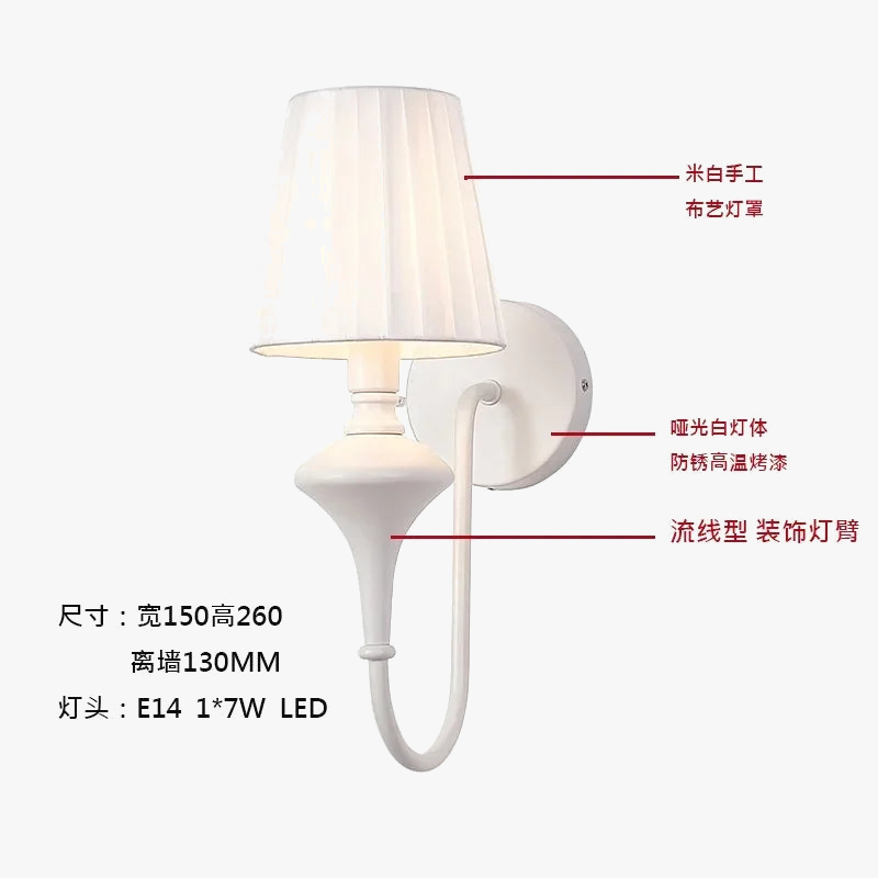 lampe de chevet nordique en fer forgé avec applique murale simple