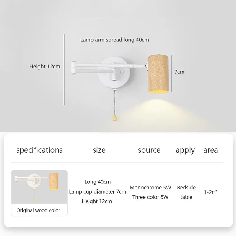 lampe de chevet nordique pivotante pour lecture et étude