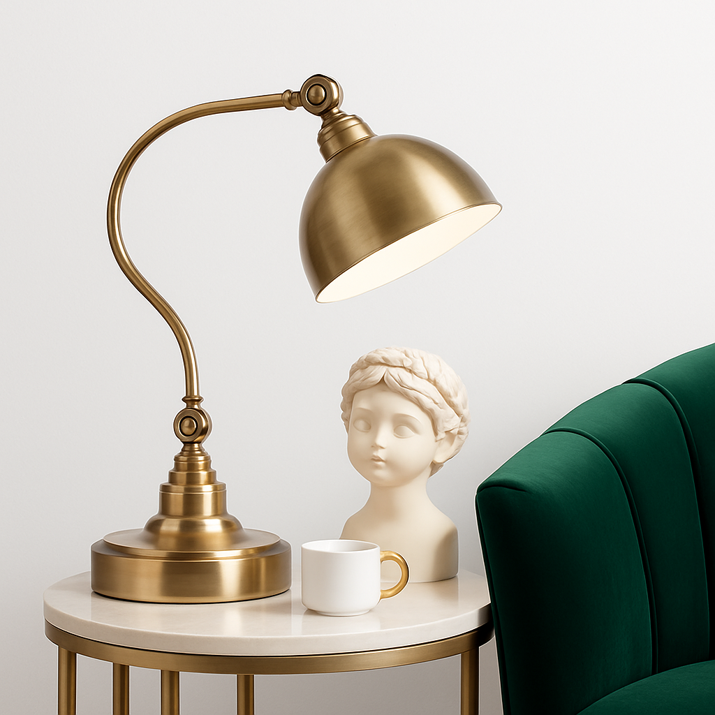 Lampe de chevet ou bureau à LED rustique doré Punk