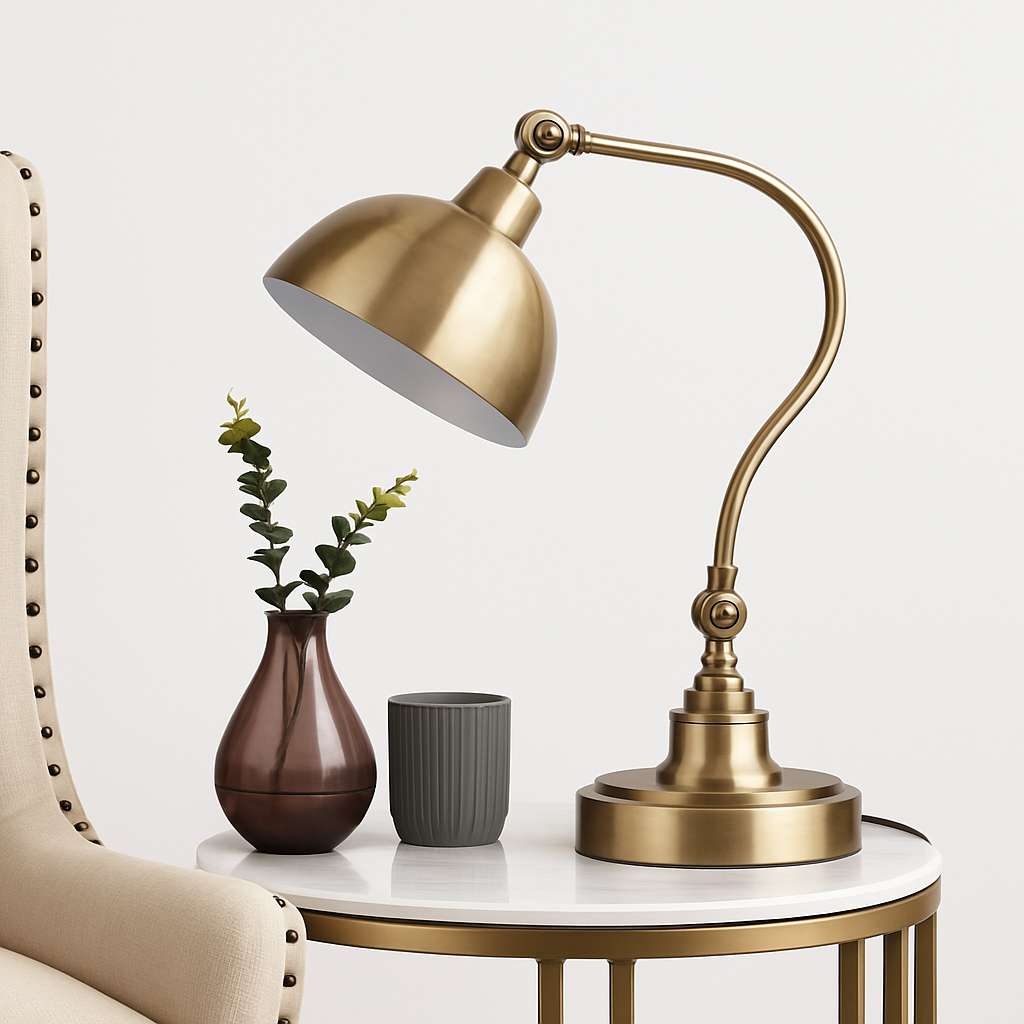 Lampe de chevet ou bureau à LED rustique doré Punk
