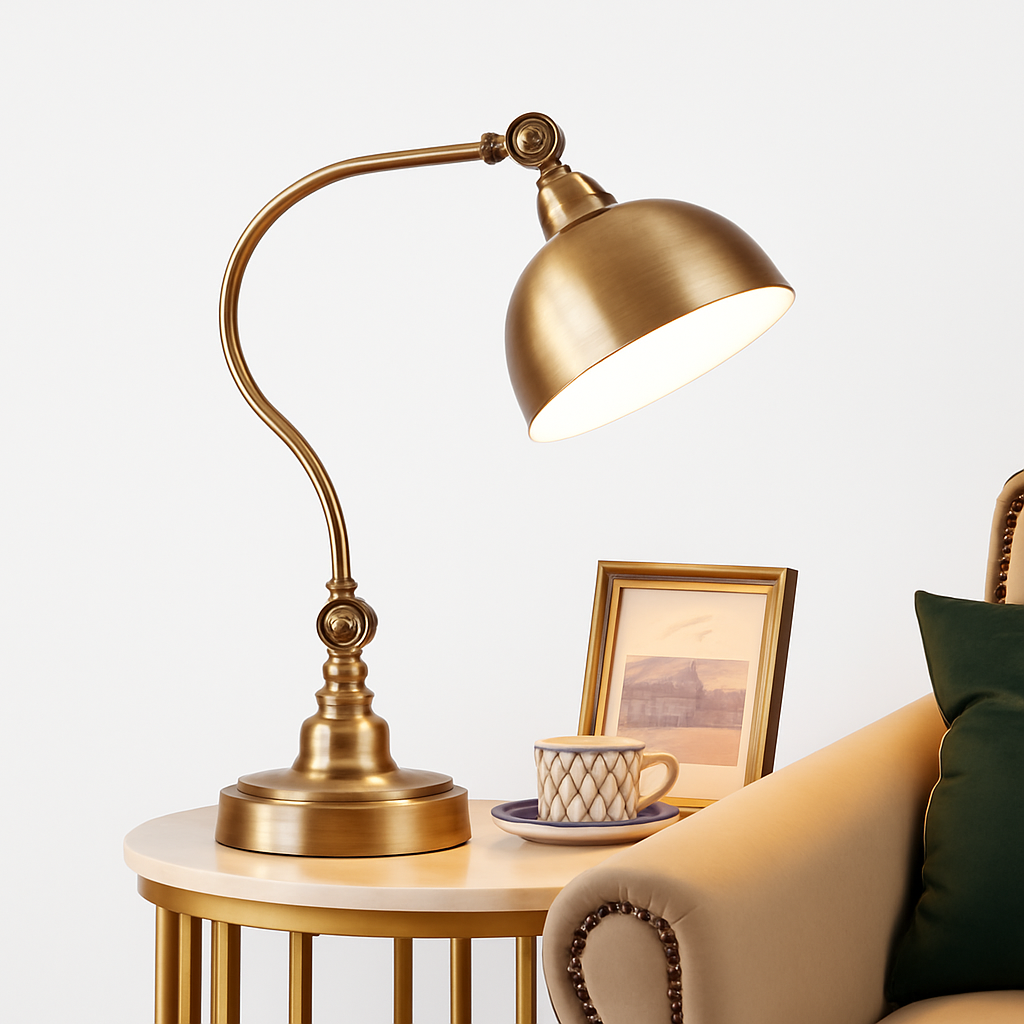 Lampe de chevet ou bureau à LED rustique doré Punk