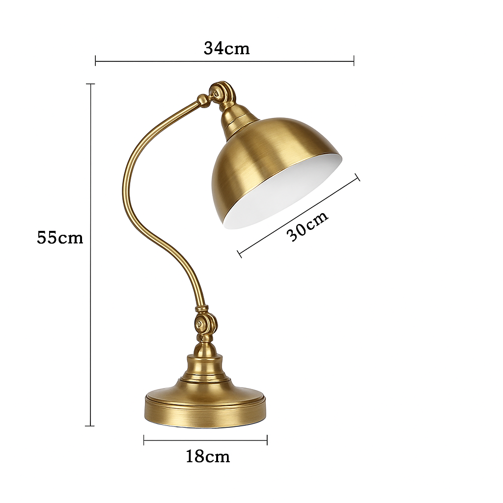 Lampe de chevet ou bureau à LED rustique doré Punk