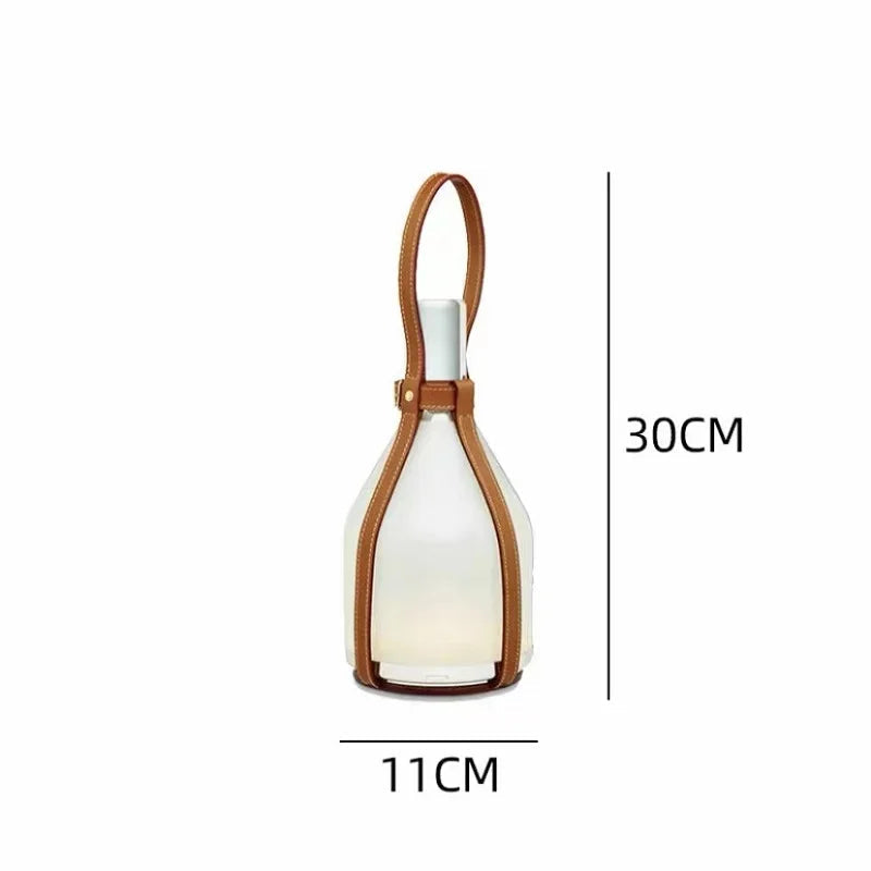 lampe de chevet portable en cuir avec chargeur tactile