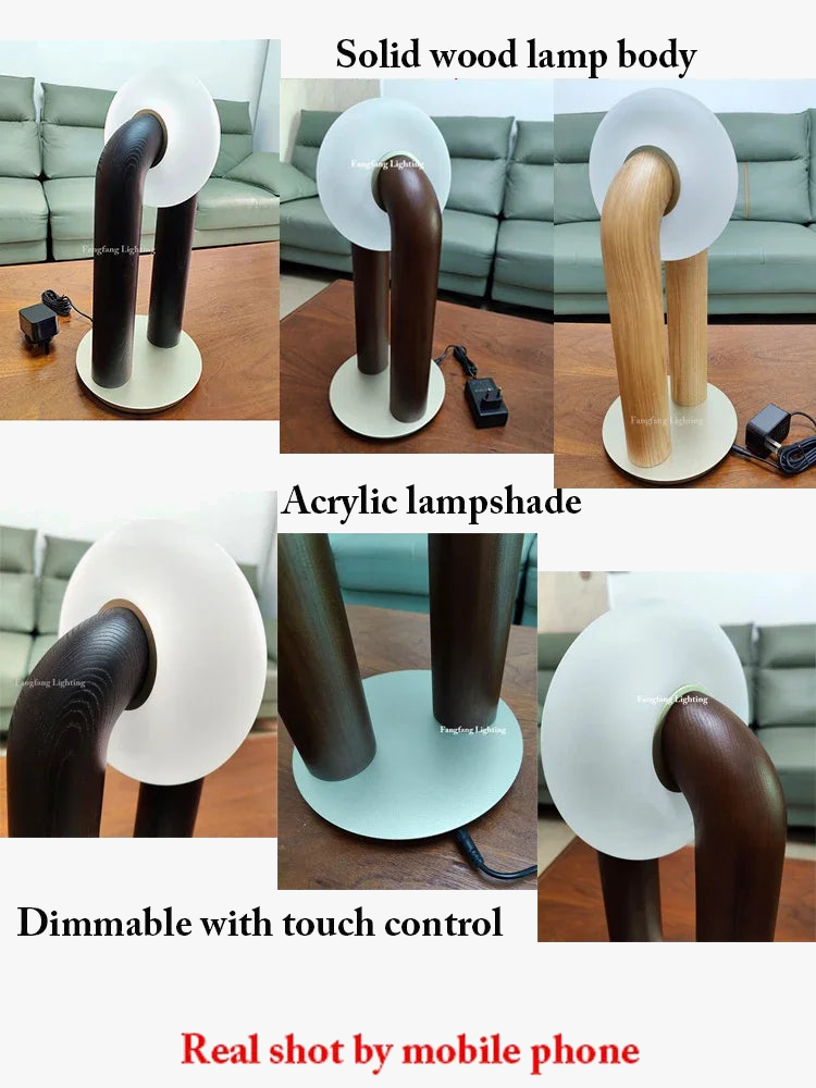 lampe de chevet rétro japonaise en bois design artistique tactile et variable