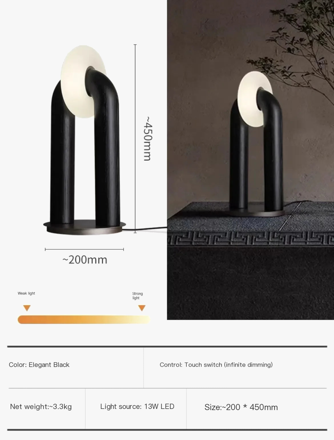 lampe de chevet rétro japonaise en bois design artistique tactile et variable