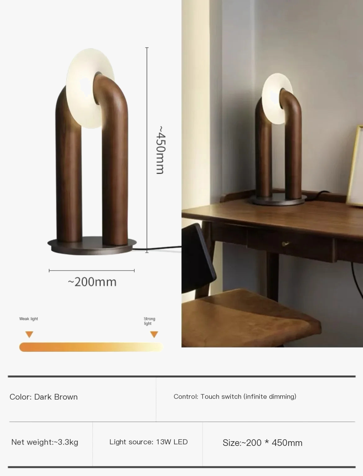 lampe de chevet rétro japonaise en bois design artistique tactile et variable