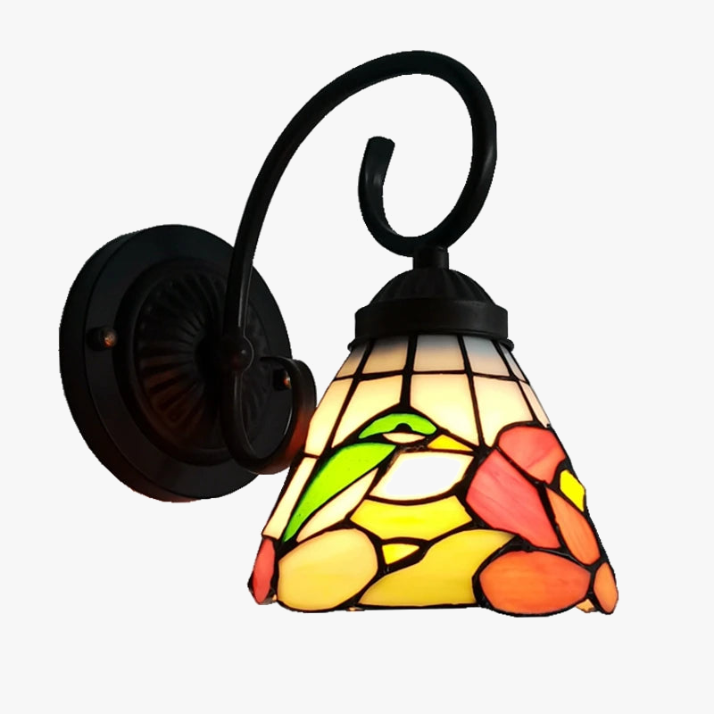lampe de chevet tiffany oiseau en verre pour décoration intérieure