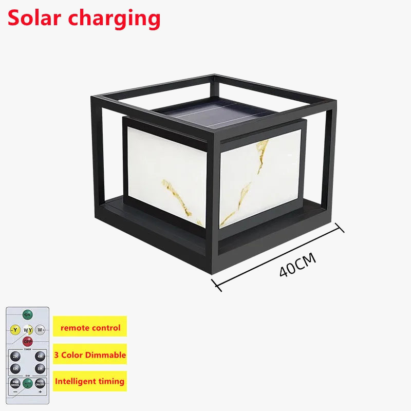 lampe de jardin en marbre solaire étanche pour extérieur