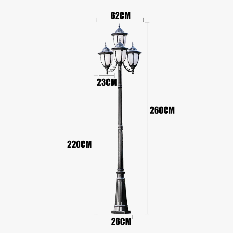 lampe de jardin européenne quatre têtes étanche pour extérieur