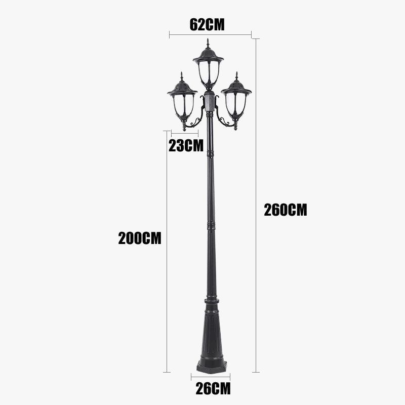 lampe de jardin européenne à quatre têtes étanche pour extérieur