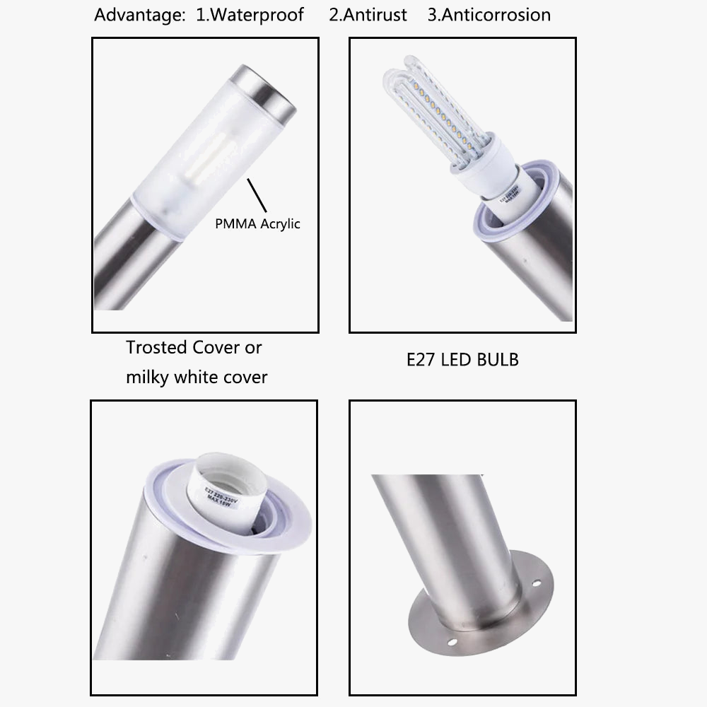 lampe de jardin à led en acier inoxydable pour extérieur