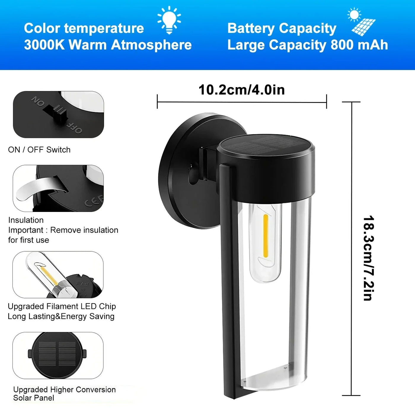 lampe de jardin solaire avec détecteur de mouvement étanche