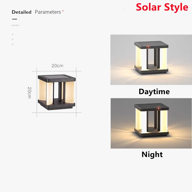 lampe de jardin solaire carrée pour extérieur décoratif