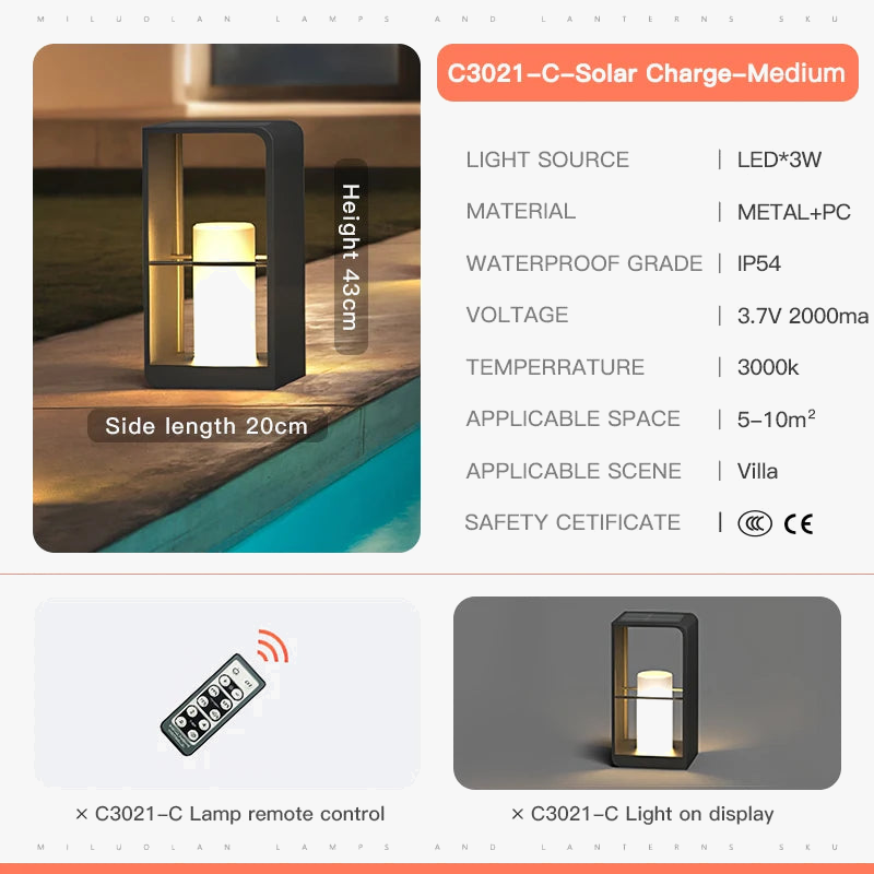 lampe de jardin solaire à led avec télécommande étanche pour extérieur