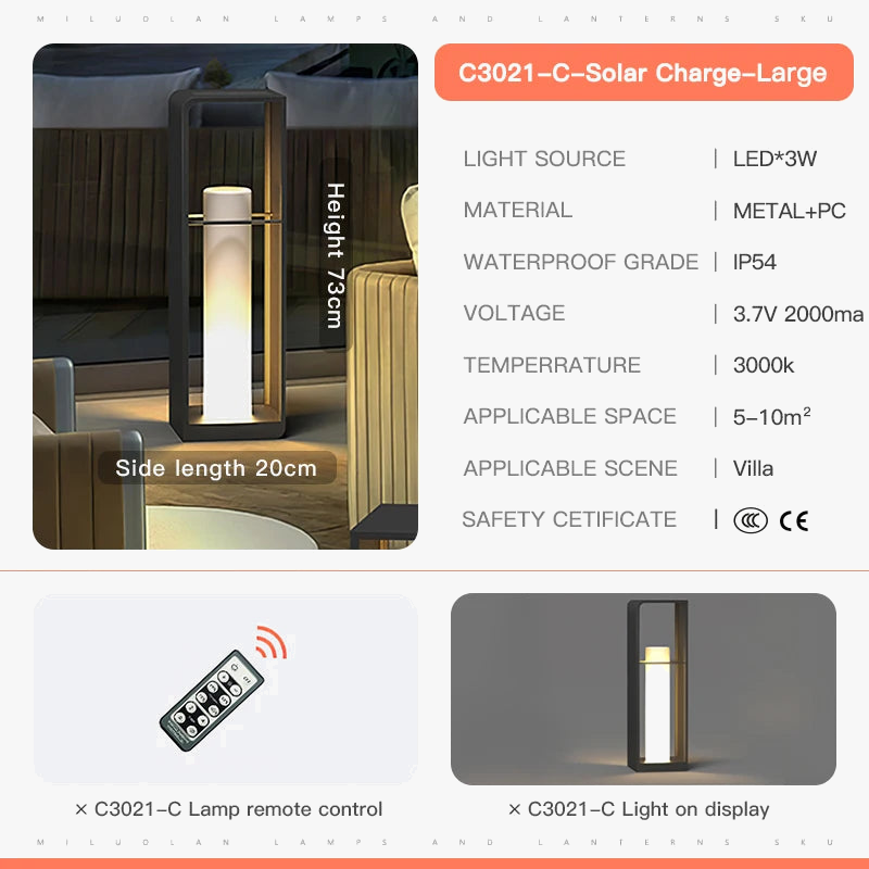 lampe de jardin solaire à led avec télécommande étanche pour extérieur