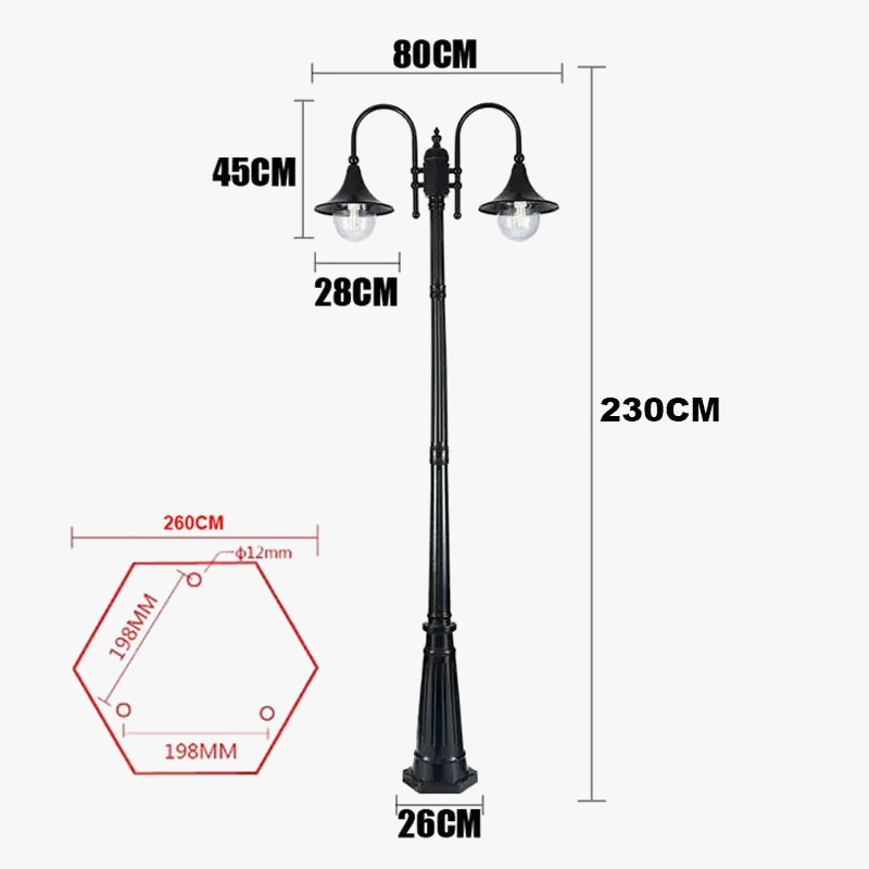 lampe de jardin style européen double tête étanche extérieure