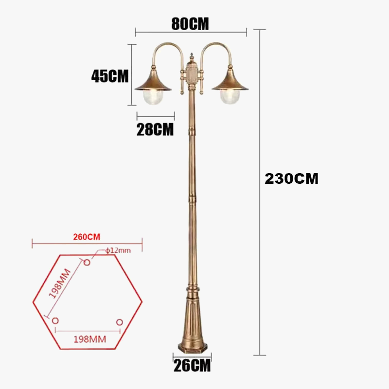 lampe de jardin style européen double tête étanche extérieure