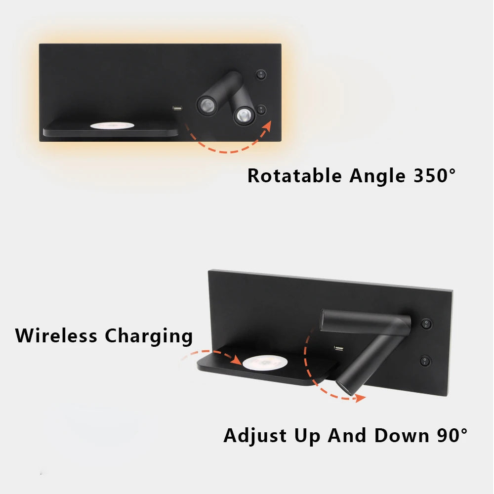 lampe de lecture led sandiy avec chargeur usb et sans fil