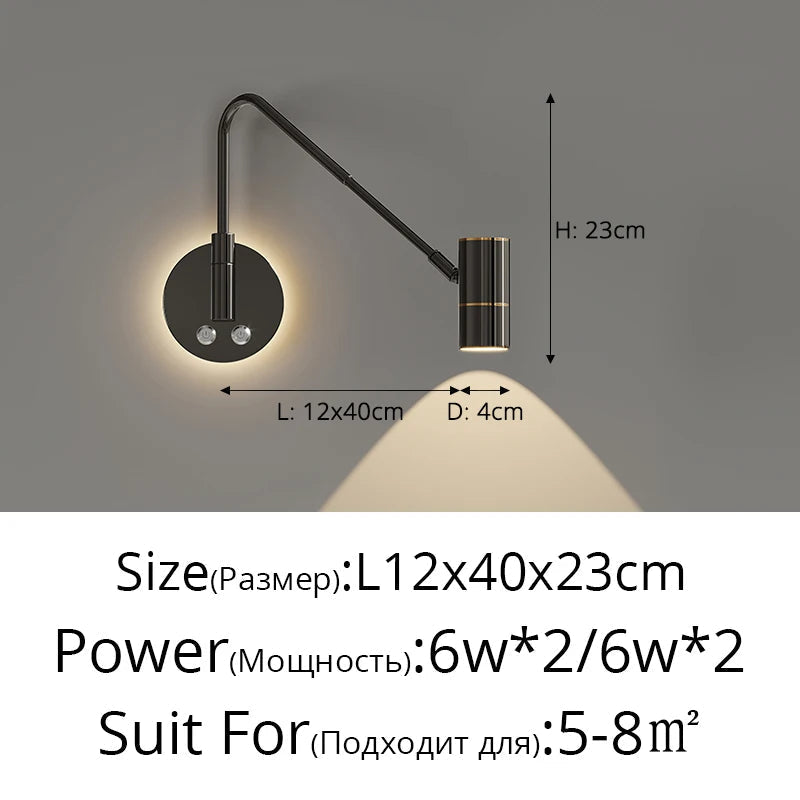 lampe de lecture murale style crème bras oscillant bauhaus interrupteur tactile