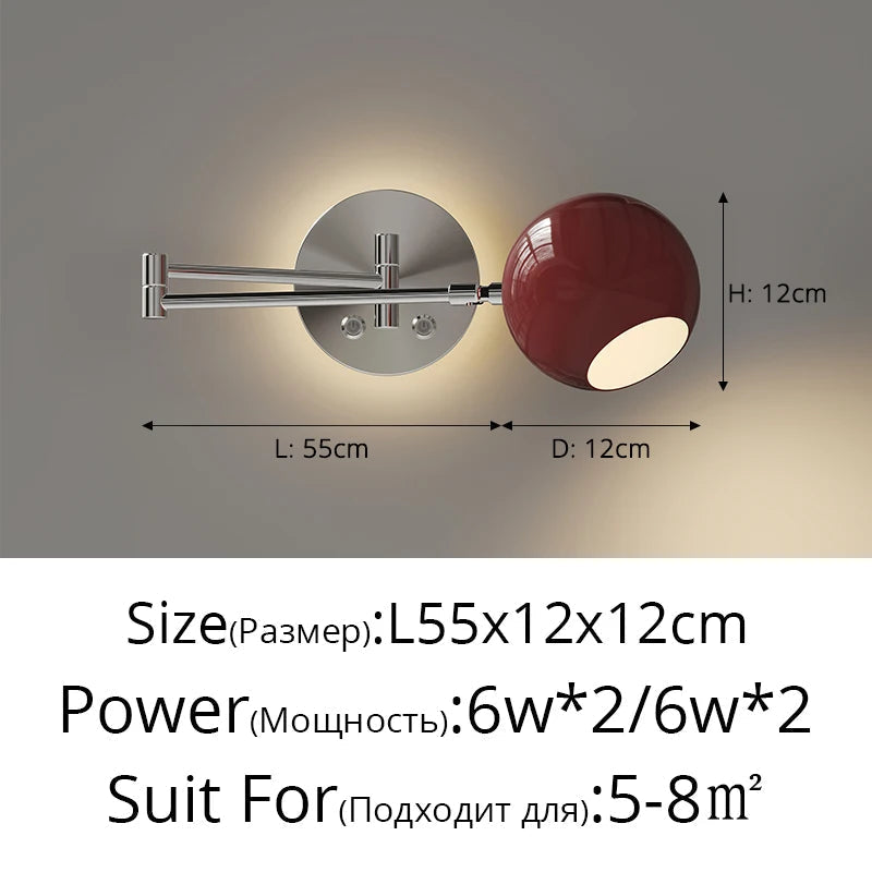 lampe de lecture murale style crème bras oscillant bauhaus interrupteur tactile