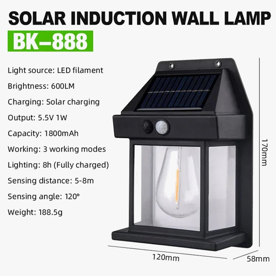 lampe de nuit solaire en tungstène trois modes étanche pour jardin