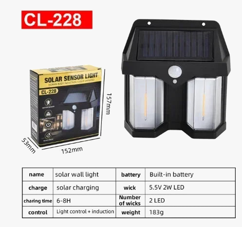 lampe de nuit solaire en tungstène trois modes étanche pour jardin