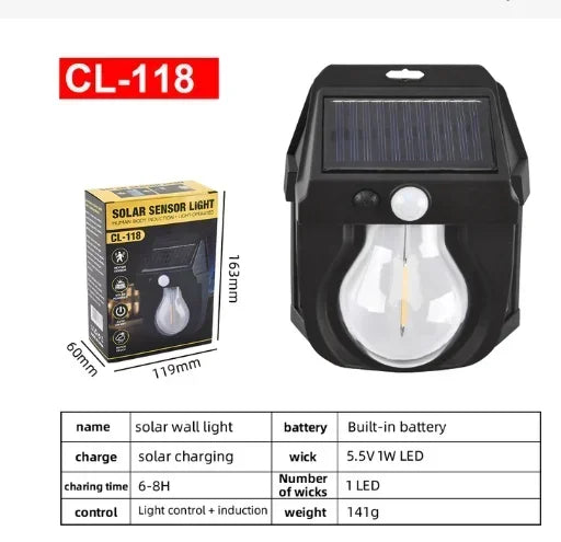 lampe de nuit solaire en tungstène trois modes étanche pour jardin