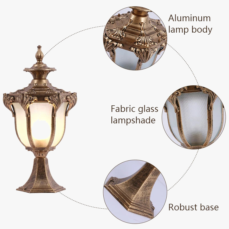 lampe de pilier extérieure étanche pour jardin et cour