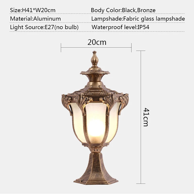lampe de pilier extérieure étanche pour jardin et cour
